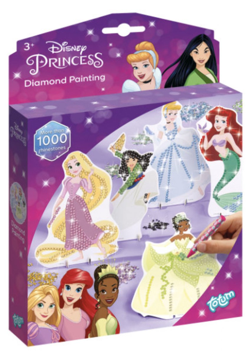 Princess Diamond Painting - Totum Disney Princess Diamond Painting - Prinsessen Maken - 5 Diamond Paint Figuren Knutselen Met Strass Steentjes - Cadeautip - Knutsel Pakket Meisjes - Disney Prinsessen -