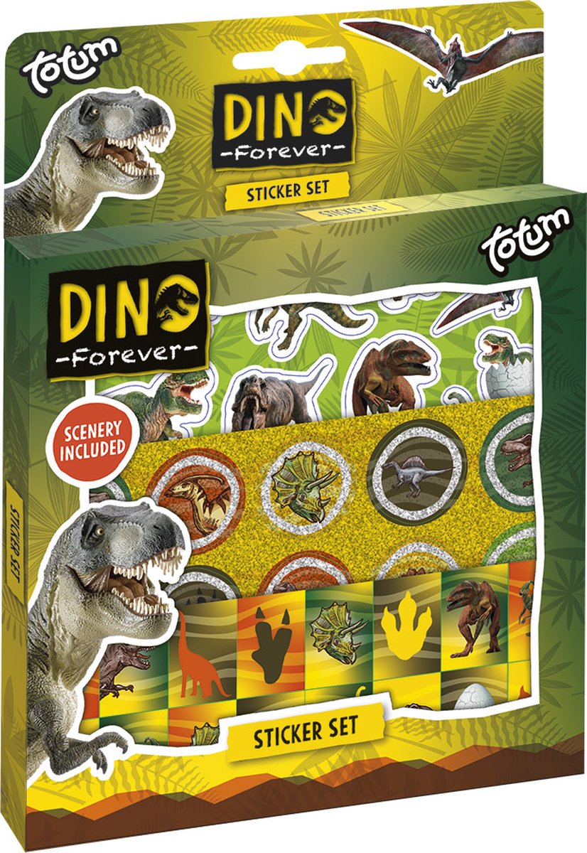 Totum - Dino stickerset - 3 vellen en speelachtergrond