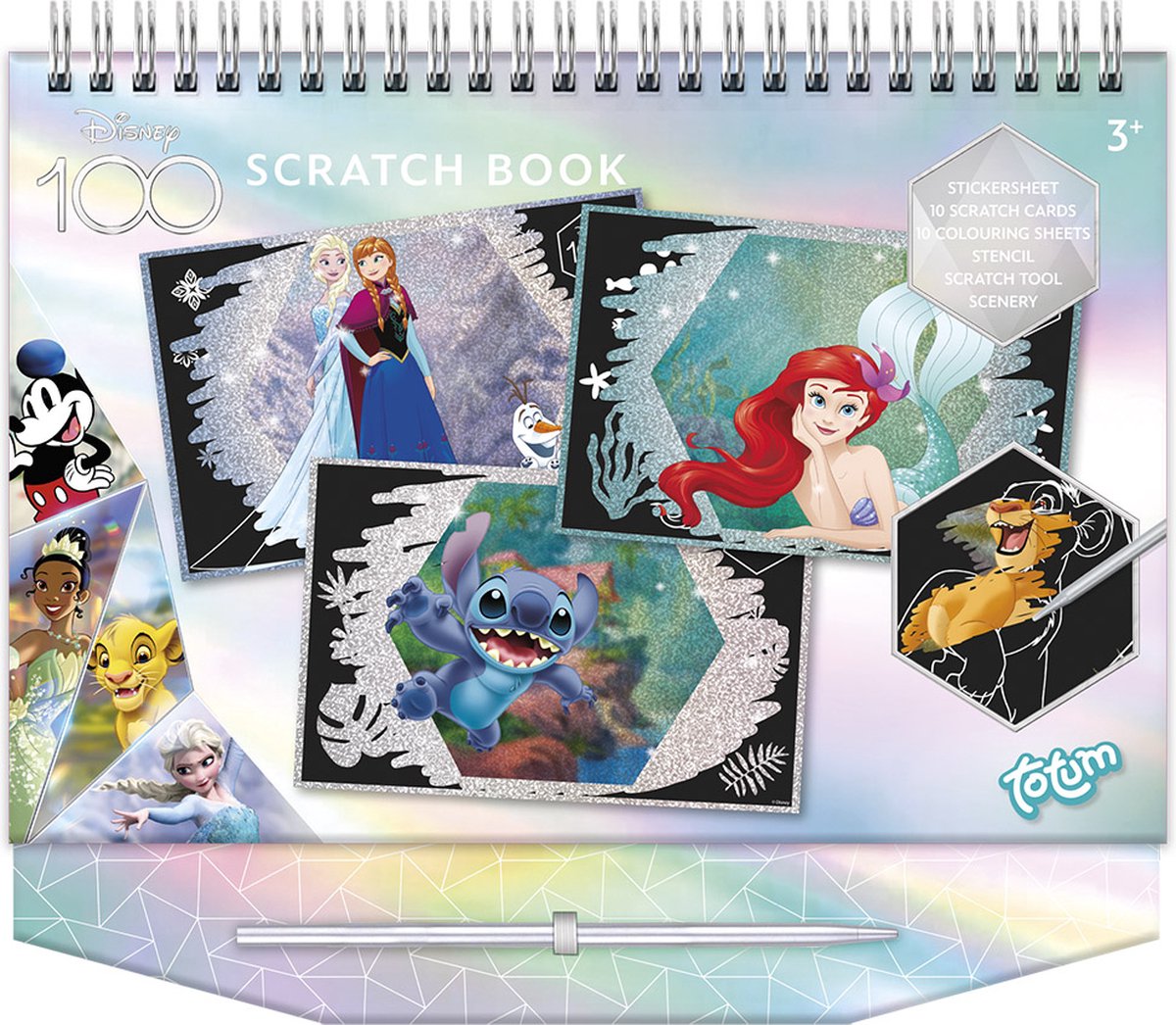 Totum - Disney 100 scratchbook - kras- sticker en kleurboek - limited edition Disney classics voor 100 jarig bestaan van Disney