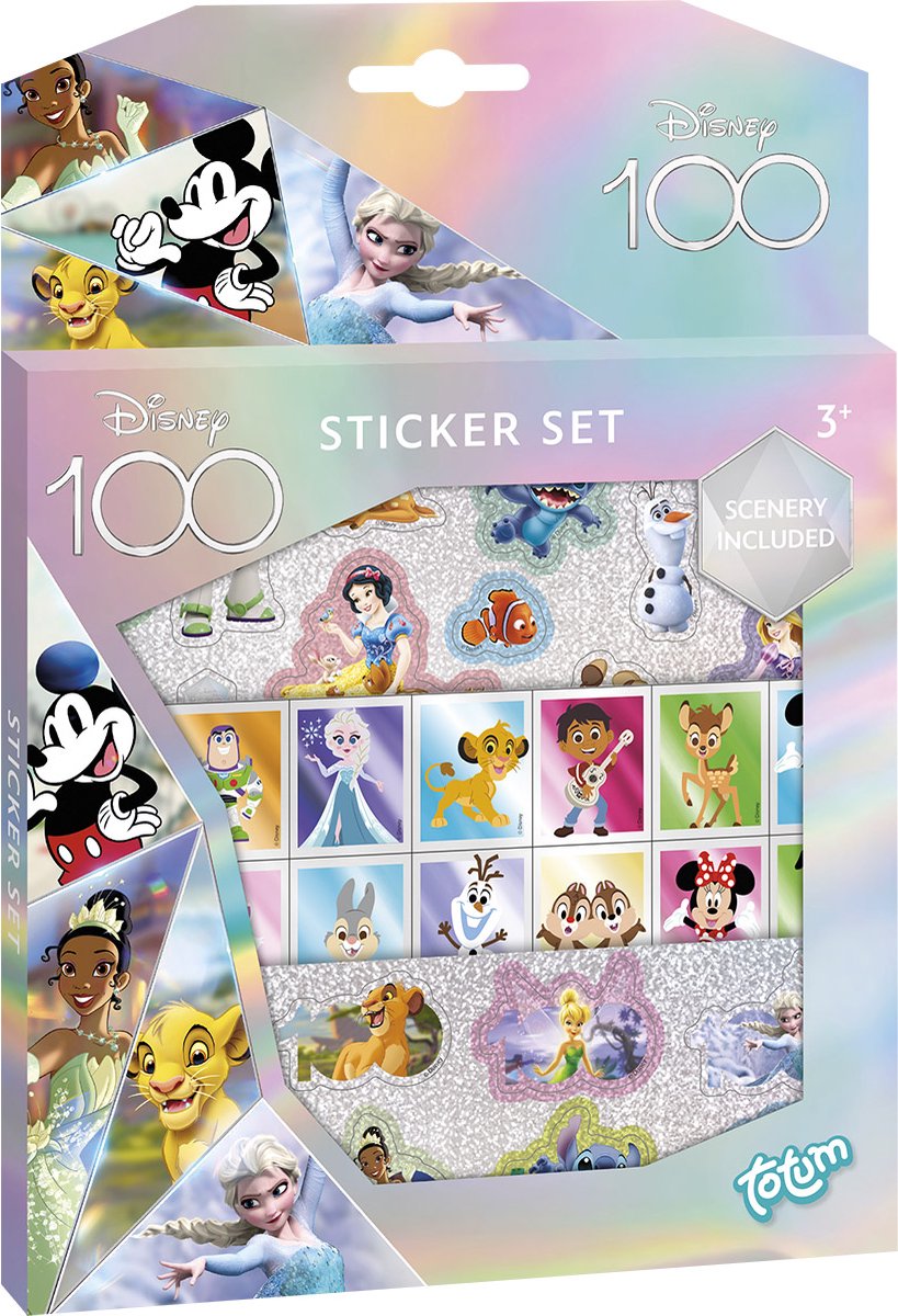 Totum - Disney 100 stickerset - 3 stickervellen met speeldecor