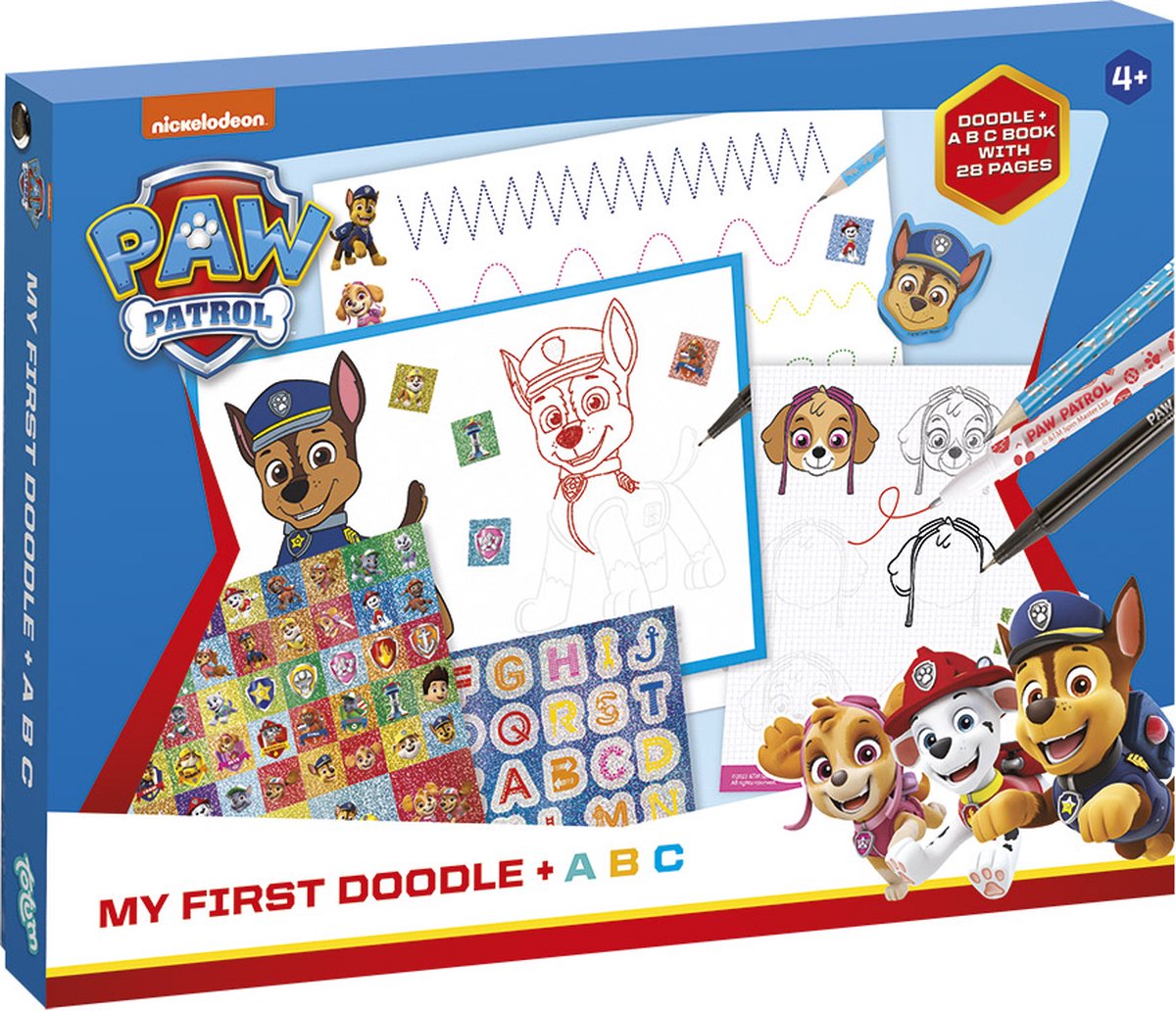 Totum - Paw Patrol speelgoed - my first doodle en ABC - leren lezen en schrijven hand lettering teken- en schrijfset - creatief