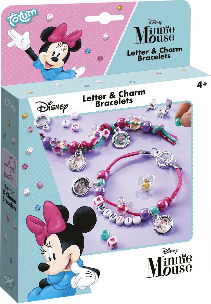 Totum Disney Minnie Mouse - 2 letter & bedelarmbandjes maken - Letter & Charms Jewellery