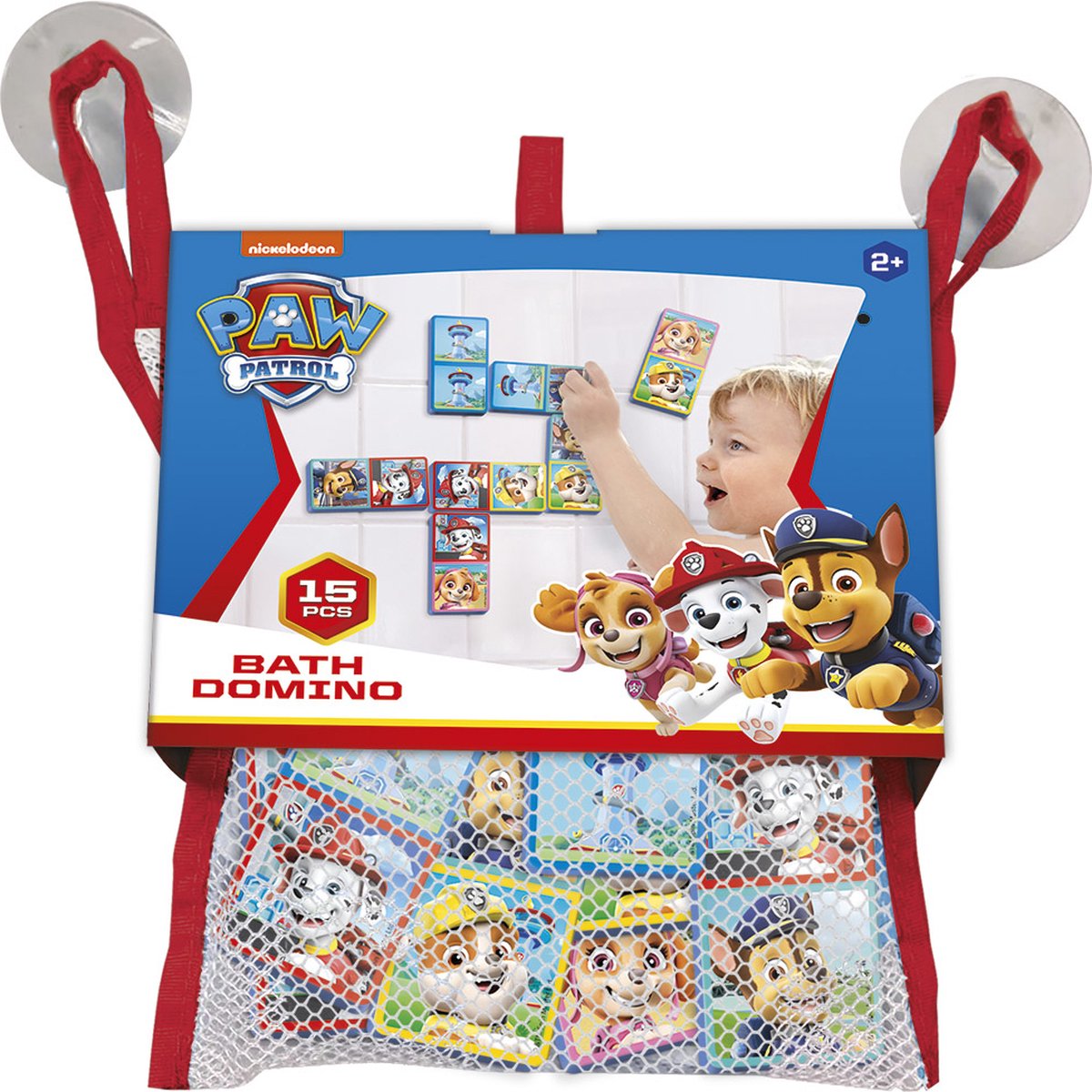 Totum PAW Patrol Bad Domino spel - 15 delige speelset in opbergnetje