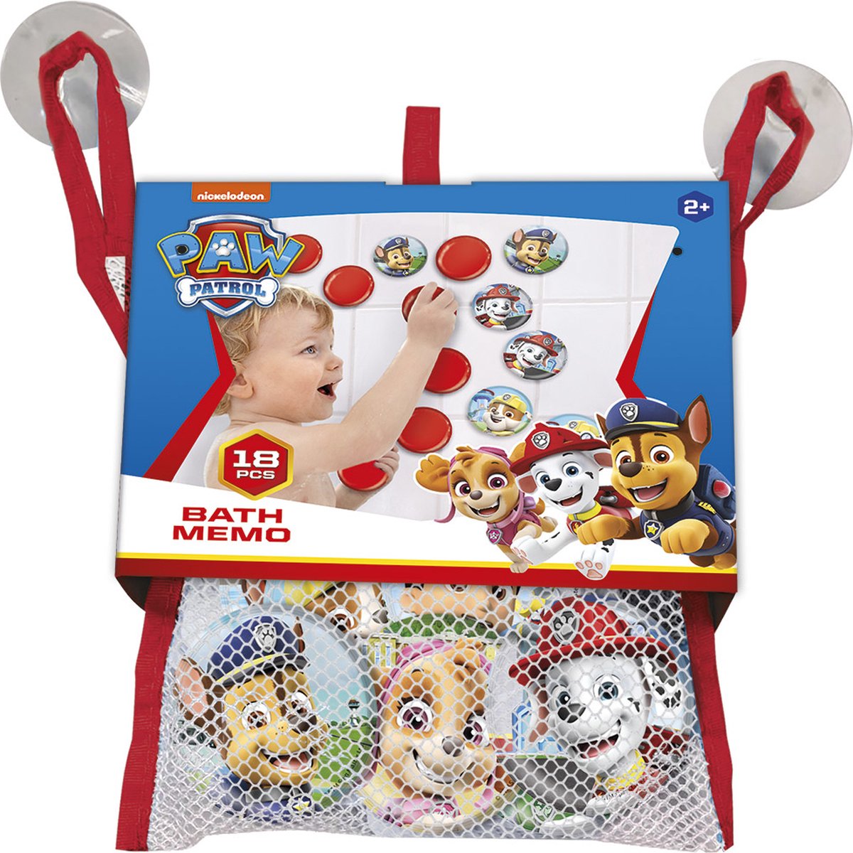 Totum PAW Patrol bad memo spel - in opbergnetje - 19-delige educatieve speelset