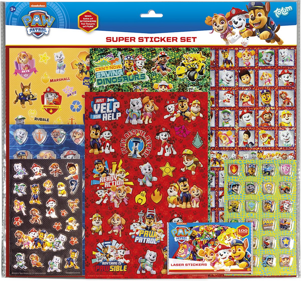 Totum Paw Patrol - super stickerset XL - 7 stickervellen incl. metallic en 3D puffy stickers