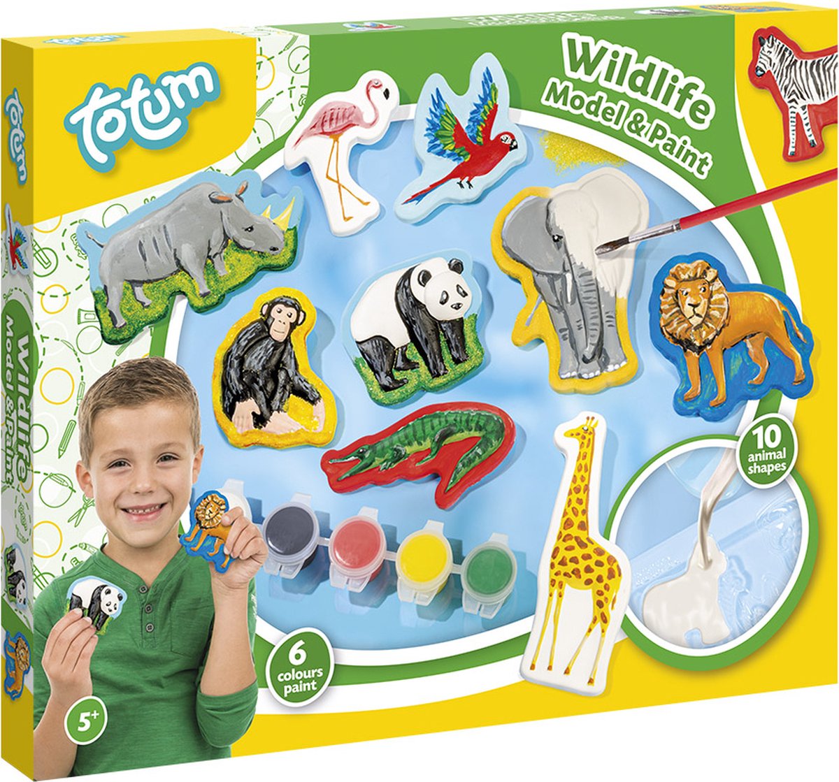 Totum junior dieren gips set - wildlife model & paint - gips gieten en schilderen - inclusief gips en verf