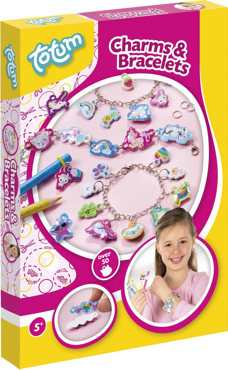 Totum kawaii bedelarmbandjes maken - 3 armbandjes - meer dan 50 bedels met vrolijke dieren en figuren