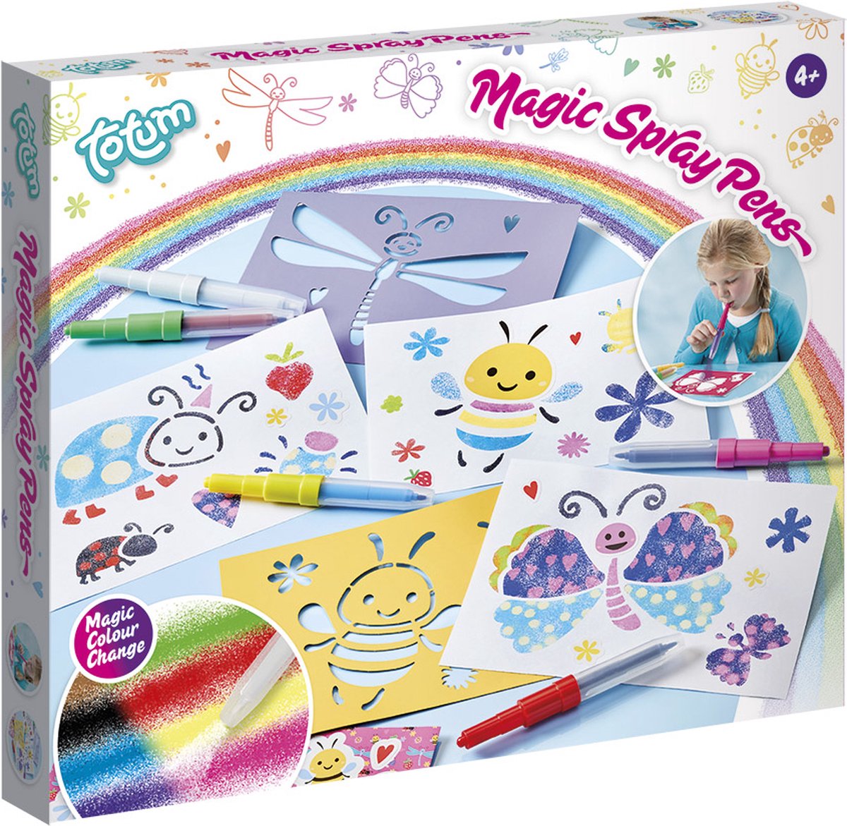 Totum magische blaaspennen en sjablonen - 5 magic spray pens - speciaal effect kleurverandering