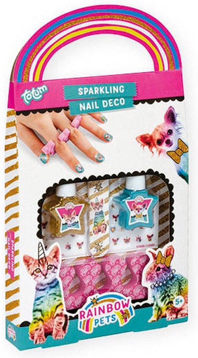 nagellakset Sparkling Rainbow Pets meisjes 44-delig