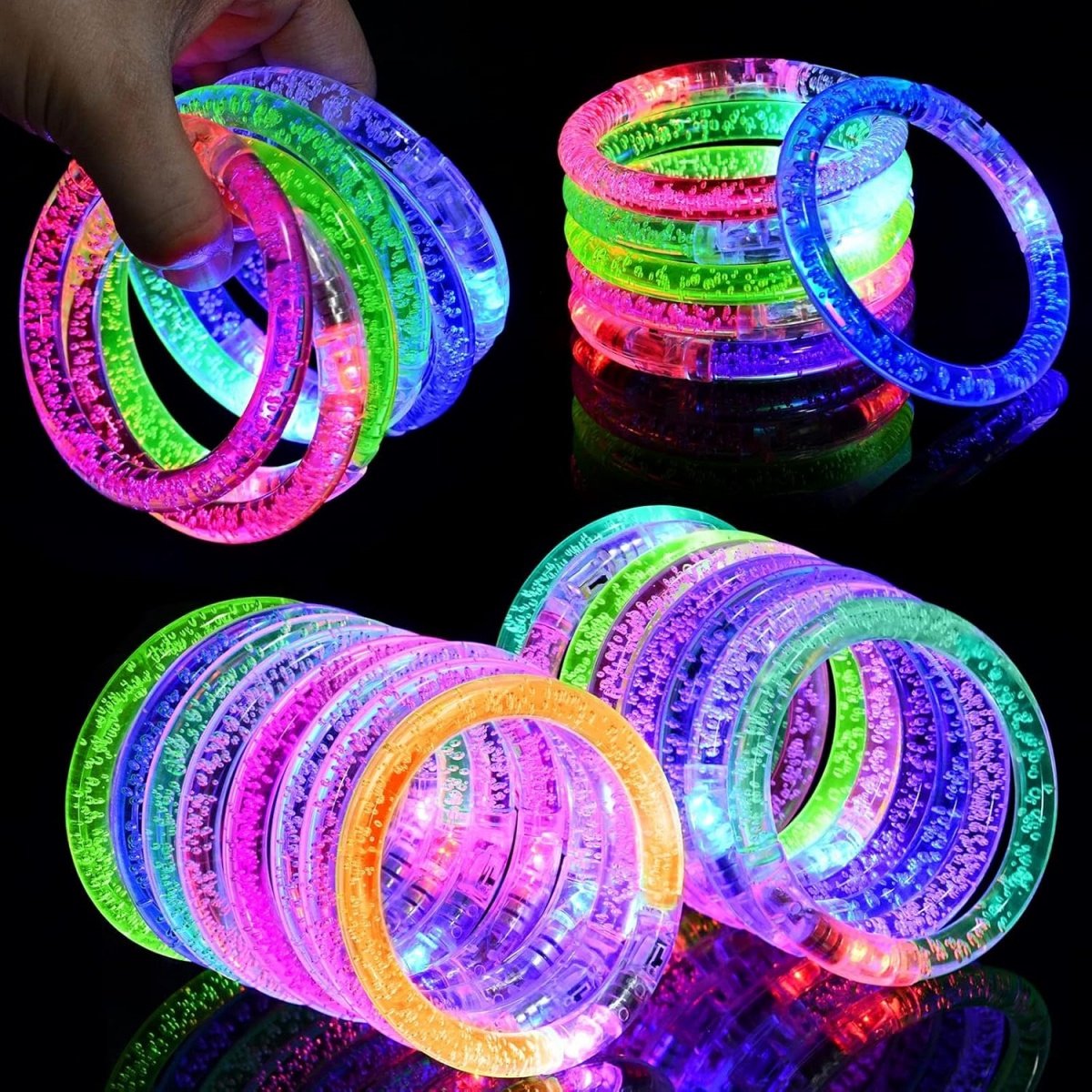   LED-lichtarmbanden - 16 stuks - Glitter in het donker feestaccessoires - Glowstick-armbanden - Glow-speelgoed als verjaardagscadeau - Armbanden voor kinderen en volwassenen