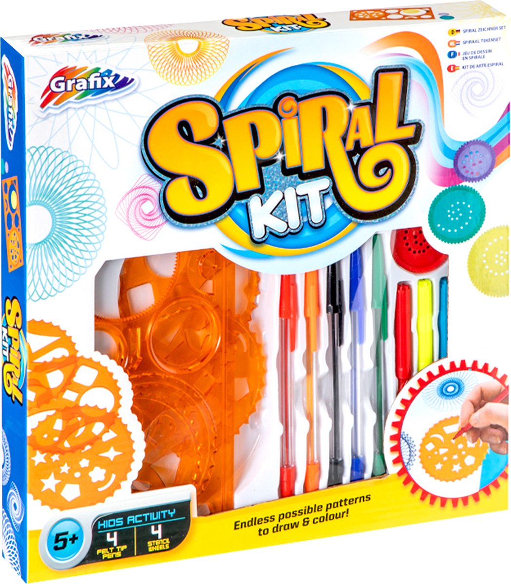 Mega Spirograaf Tekenset – Spiral Designer – Inclusief 4 Stiften & Papier – Voor Jongens & Meisjes – 7 Spiraal Sjablonen – 55 Verschillende Ontwerpen - Knutselpakket