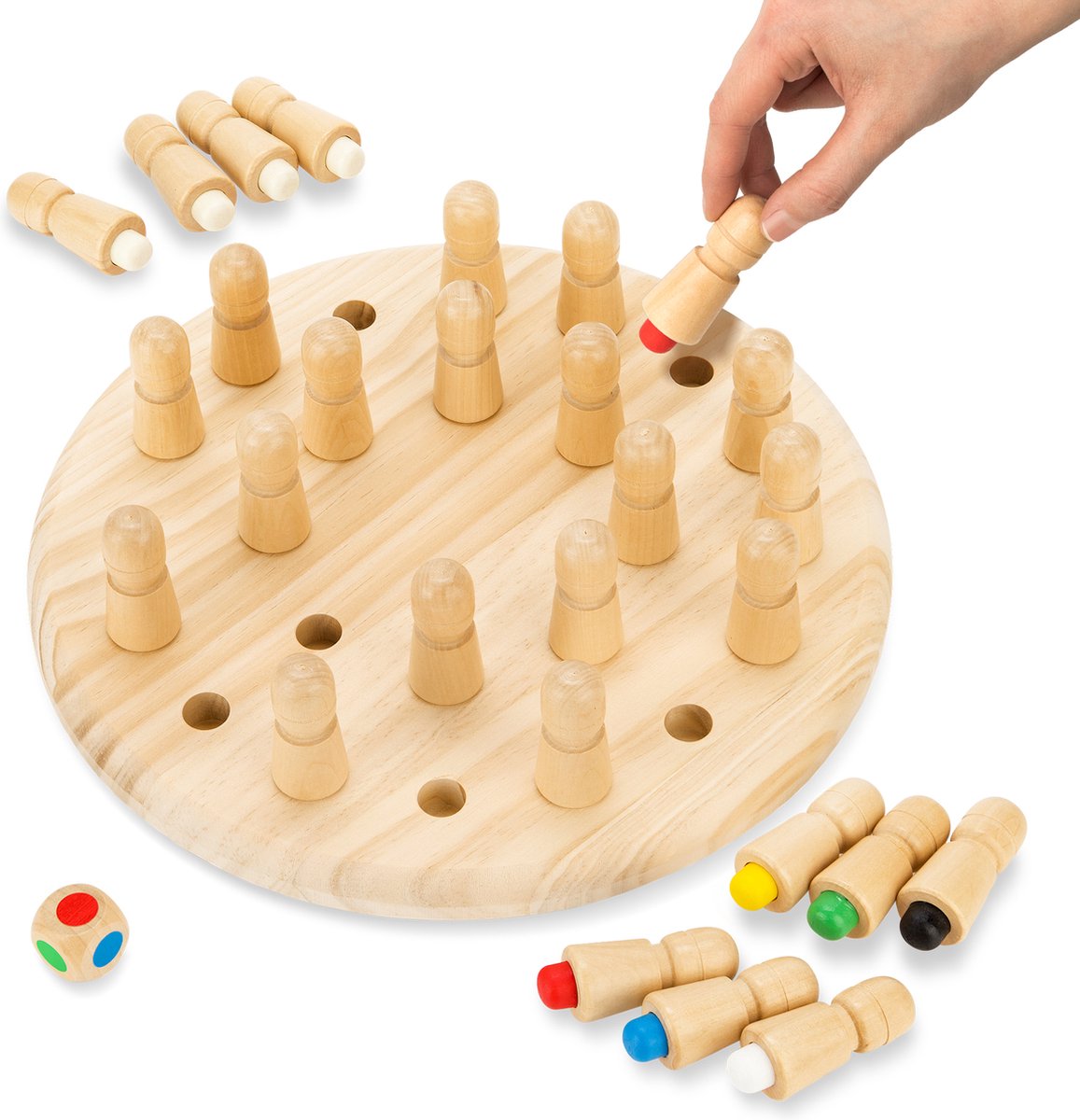 Toyfel Magnus – Houten Memory Schaakspel met Tas 30 cm – Memory Chess Montessori Educatief Speelgoed voor Kinderen Spel voor Logica & Coördinatie