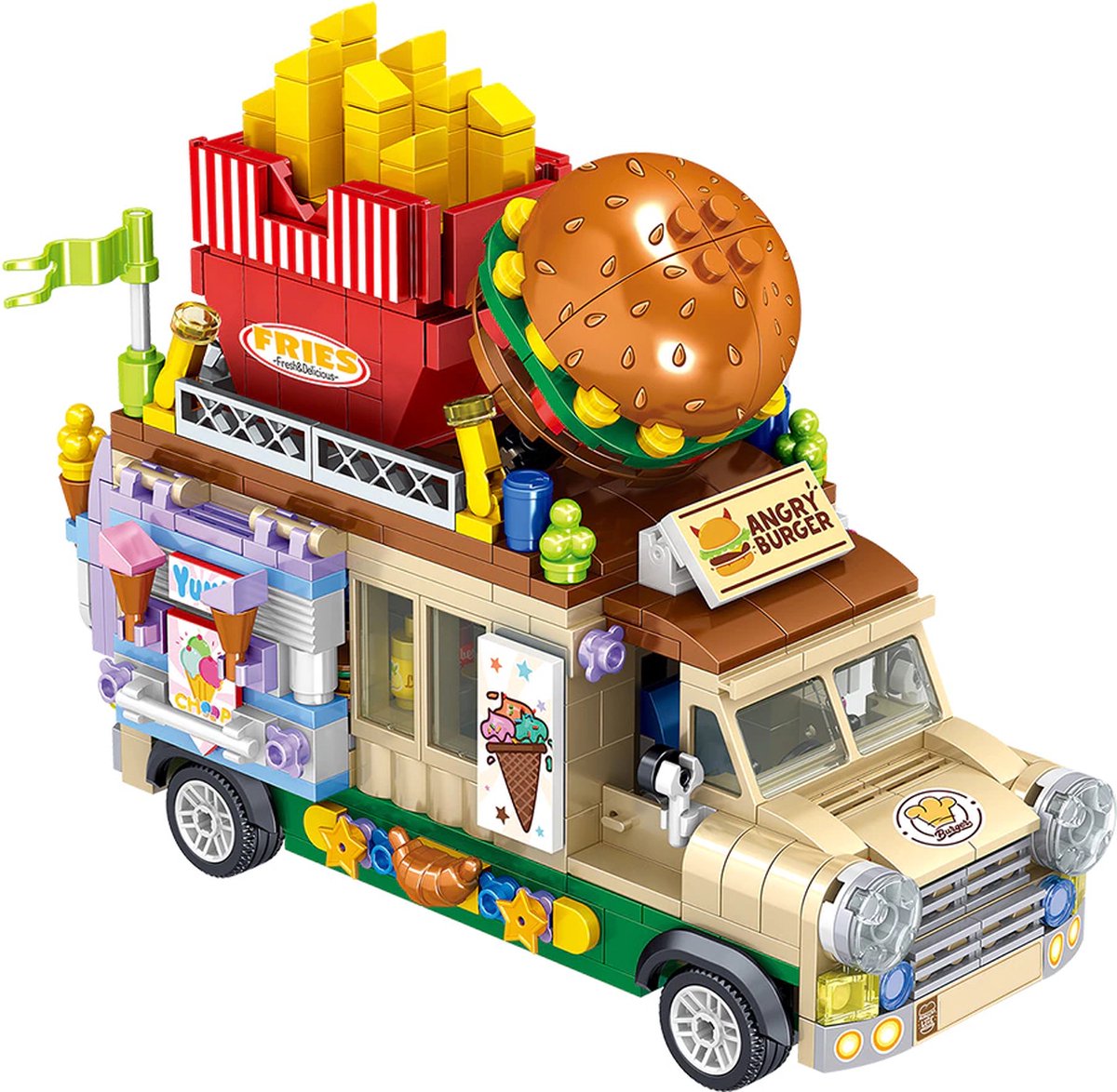 Toyitors® Food truck building blocks – Microblokken – Fastfood - 638 blokjes