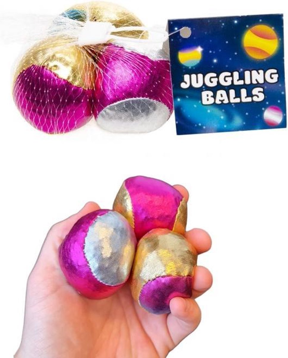 Jongleerballen 3 pack - speelgoed jongleren of ballen gooien - Metallic kleuren - 4 cm groot