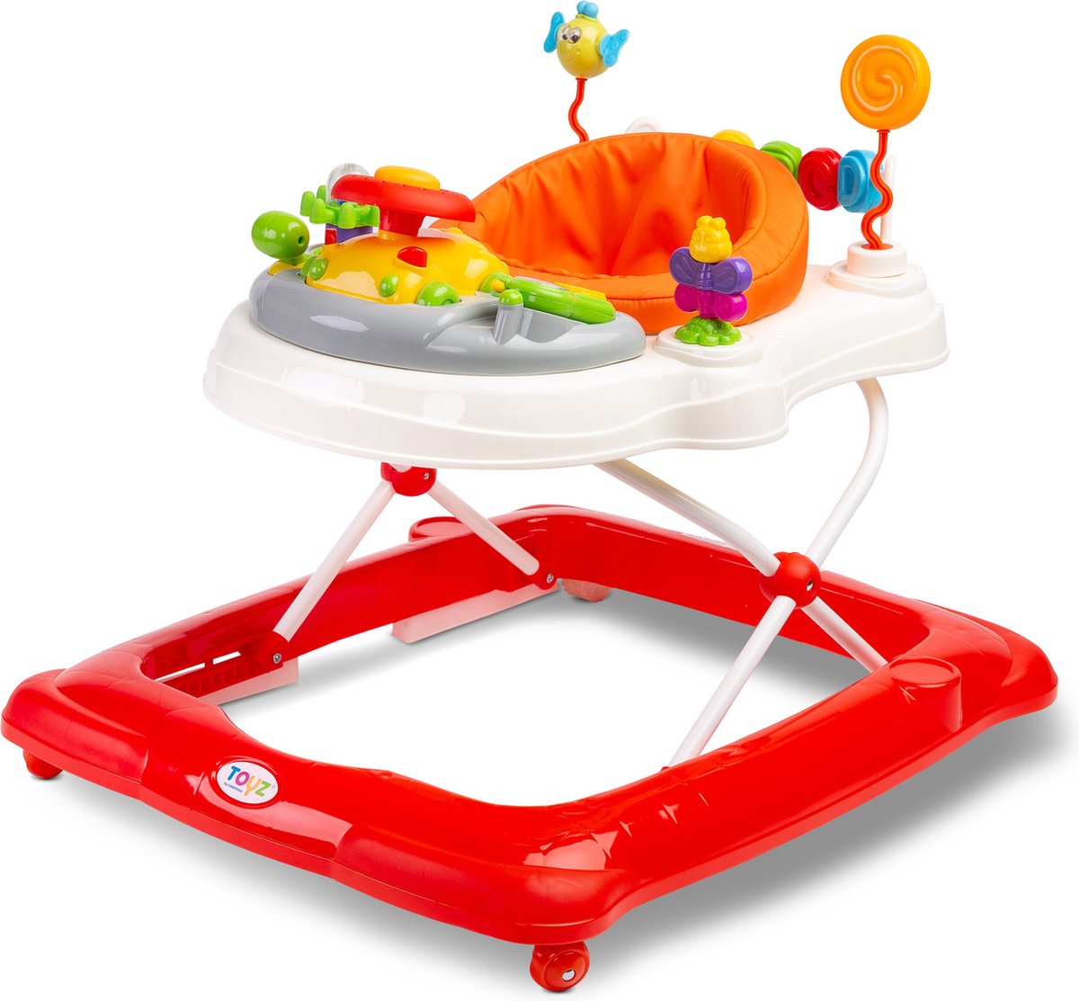 Baby Nora Toyz Loopstoel - Looptrainer - Loopwagen - Rood - 360° Draaibaar - Interactief Autospeelgoed