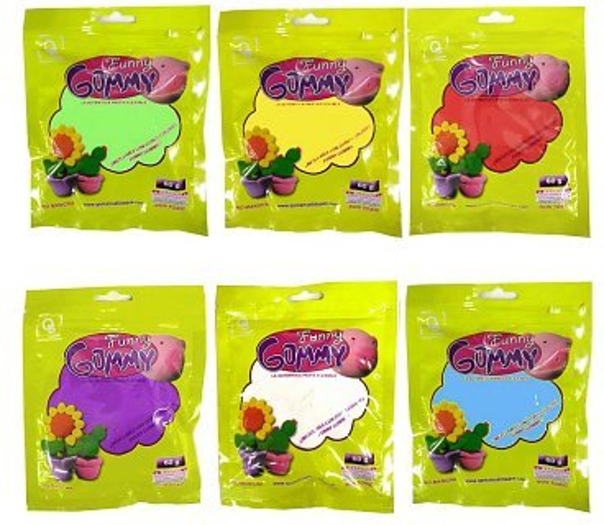 10x Funny Gummy - Speel Klei 60 Gram - Mix van Kleur