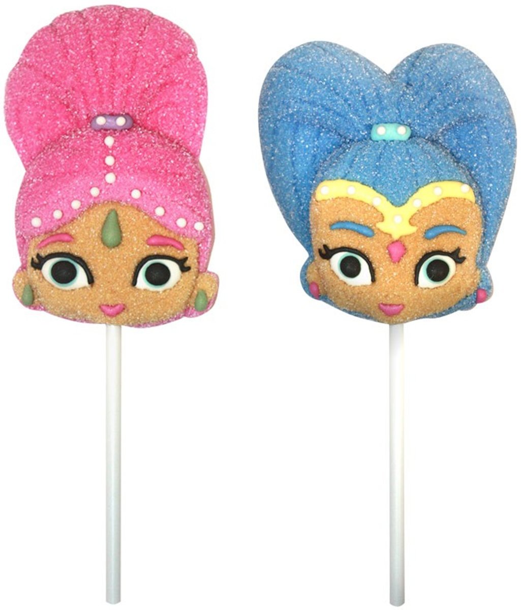 2 Shimmer & Shine™ marshmallow lollys - Feestdecoratievoorwerp