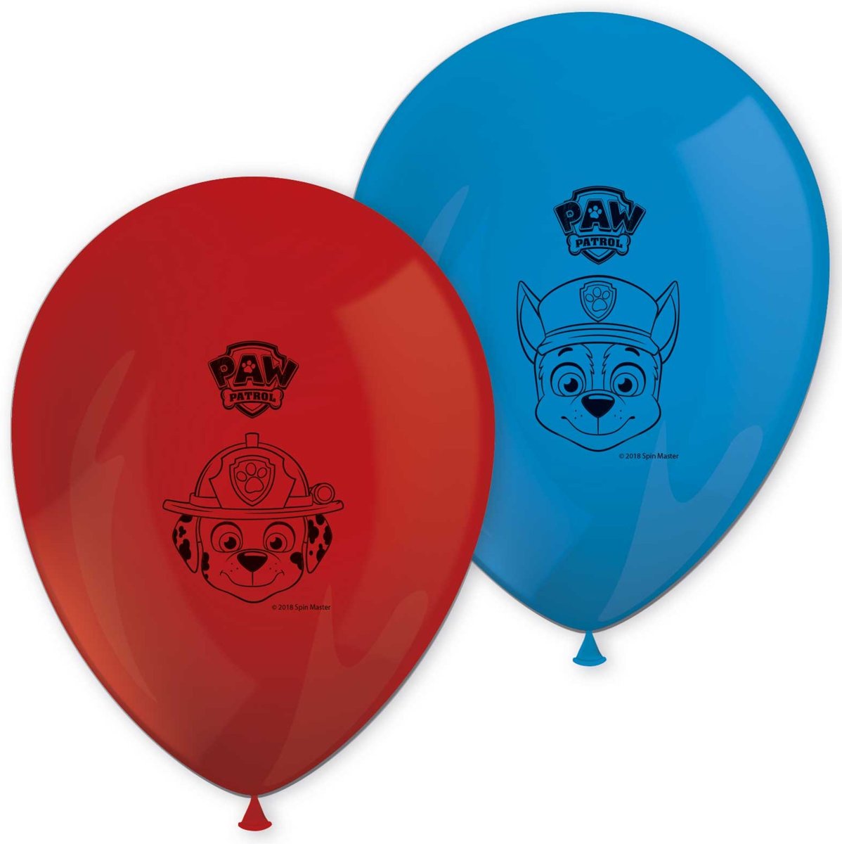 8 latex rode en blauwe Paw Patrol™ ballonnen - Feestdecoratievoorwerp