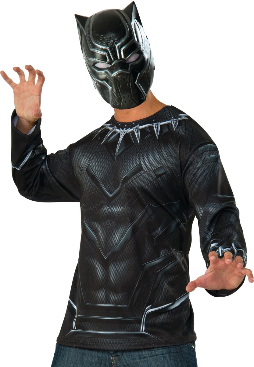 Black Panther Captain America Civil War™ t-shirt en masker voor volwassenen - Verkleedkleding - Maat XL