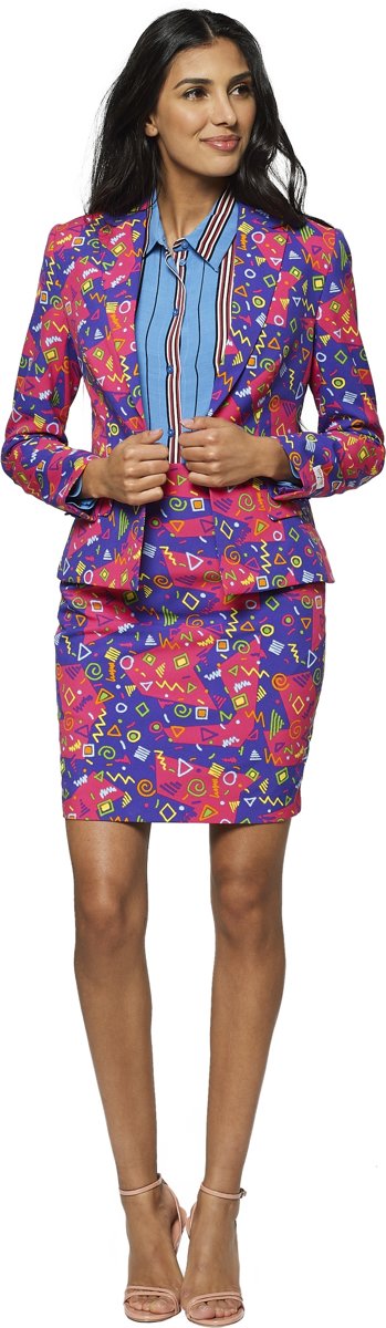 Kleurrijk jaren 90 Mrs. Symbol Opposuits™ kostuum voor vrouwen - Verkleedkleding - Maat L