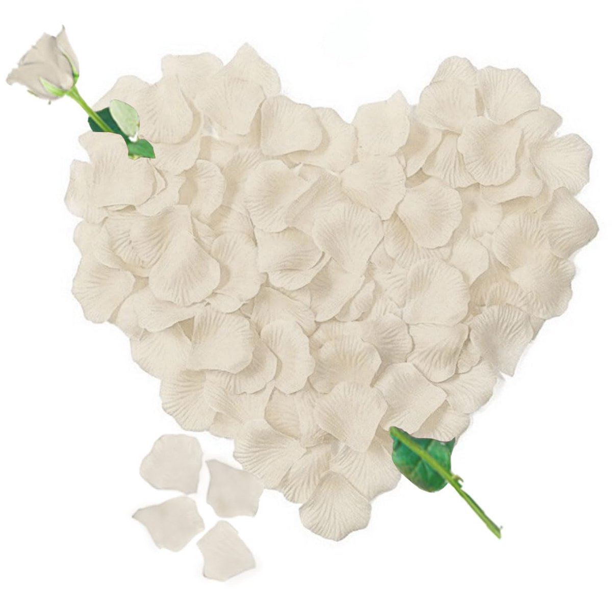 TRANKIELO® - 1200 Zijden Rozenblaadjes in Crème Gebroken Wit – Decoratie voor Romantische Evenementen – Bruiloft, Huwelijksaanzoek, Valentijnsdag