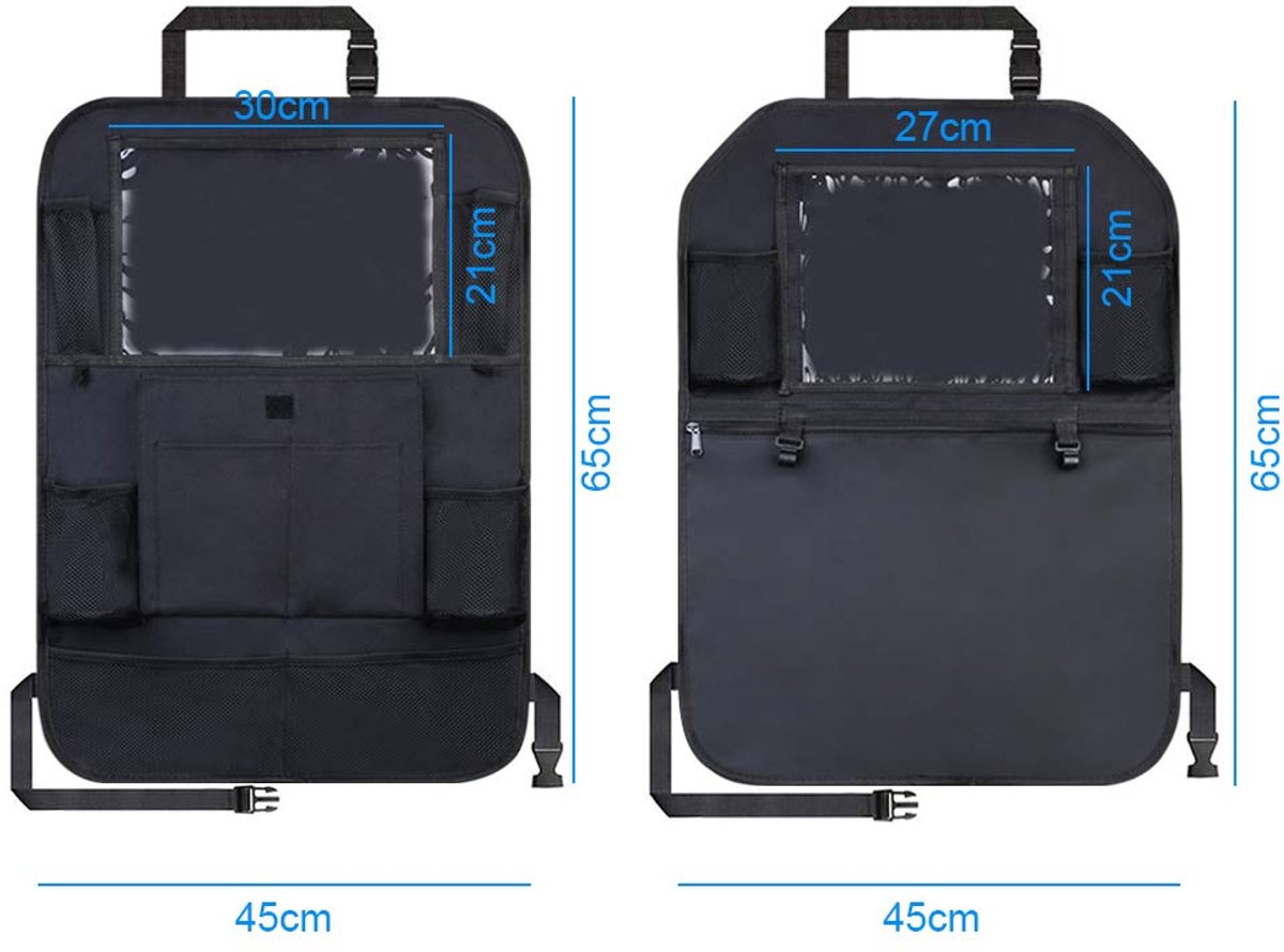 TRANKIELO® - 2 Stuks Autostoelbeschermer en Organizer – Waterdichte Bescherming – Met iPad/Tablet Houder – Universele Pasvorm