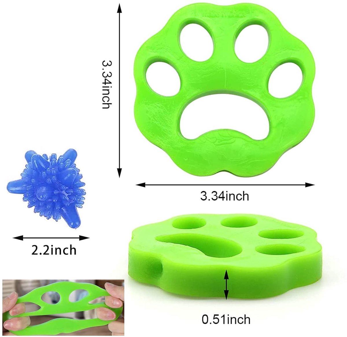 TRANKIELO® - 6 Sets Premium Herbruikbare Dierhaar-Verwijderaars voor Wasmachine – Groen en Oranje Balvormige Haarvangers – Duurzaam en Effectief