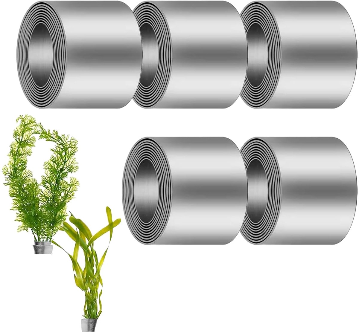 TRANKIELO® - Duurzame Aquariumplanten Gewichten - 5 Rollen - Flexibel & Roestvrij – Ideaal voor Vijvers en Aquaria – Voorkomt Drijvende Planten