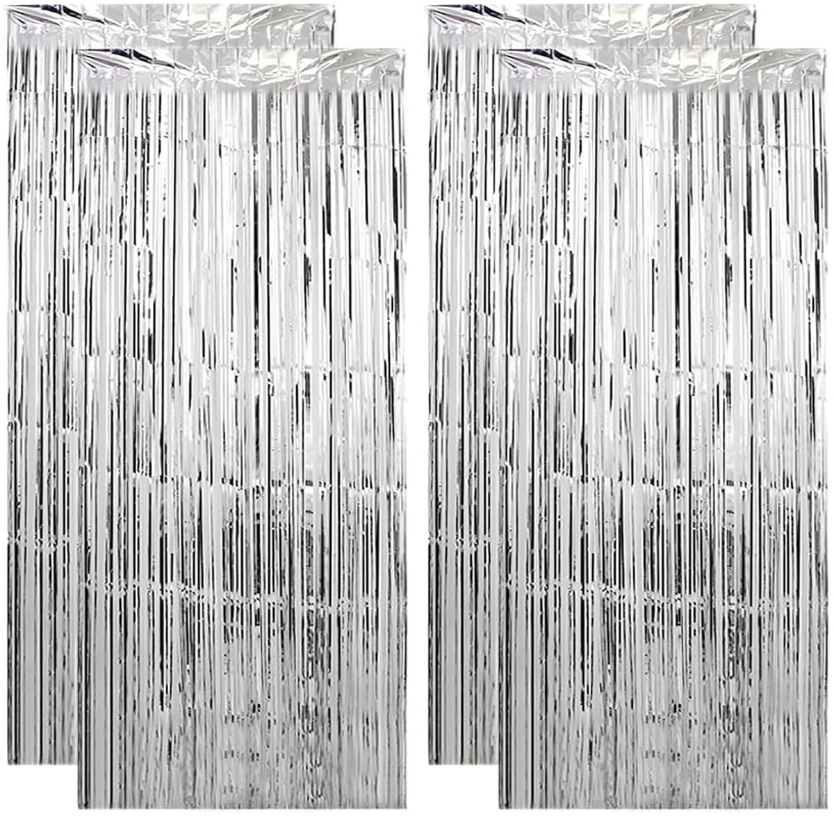 TRANKIELO® - Klatergoud folie franje gordijnen – 4 stuks, lichtgewicht decoratie voor feesten – Perfect voor bruiloften en verjaardagen