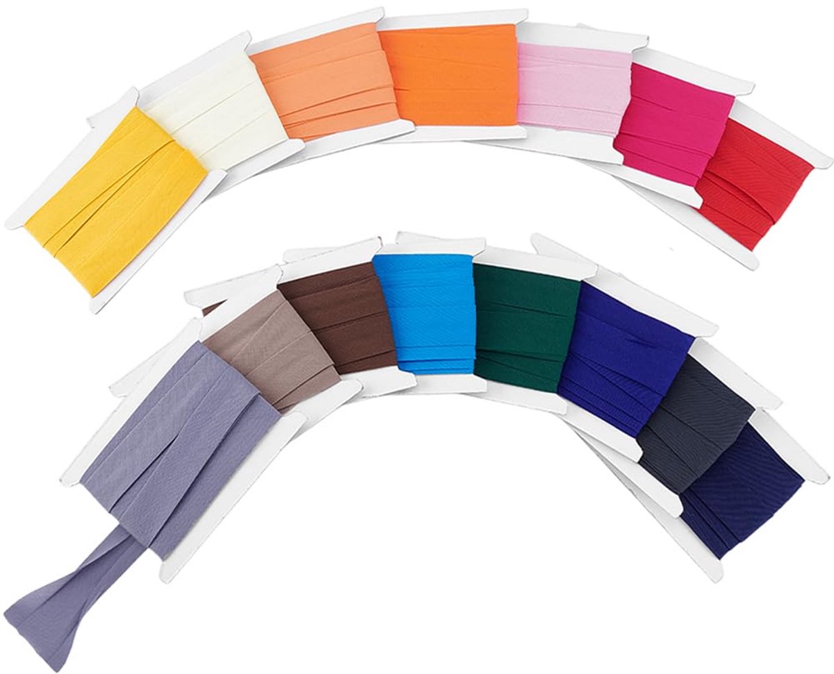 TRANKIELO® - Multifunctioneel Katoen Biaisband – 34m – 15 Kleuren – Voor Naaien, Quilten, Binden, Zoomen en Kleding Ambacht – 20~22mm Breed