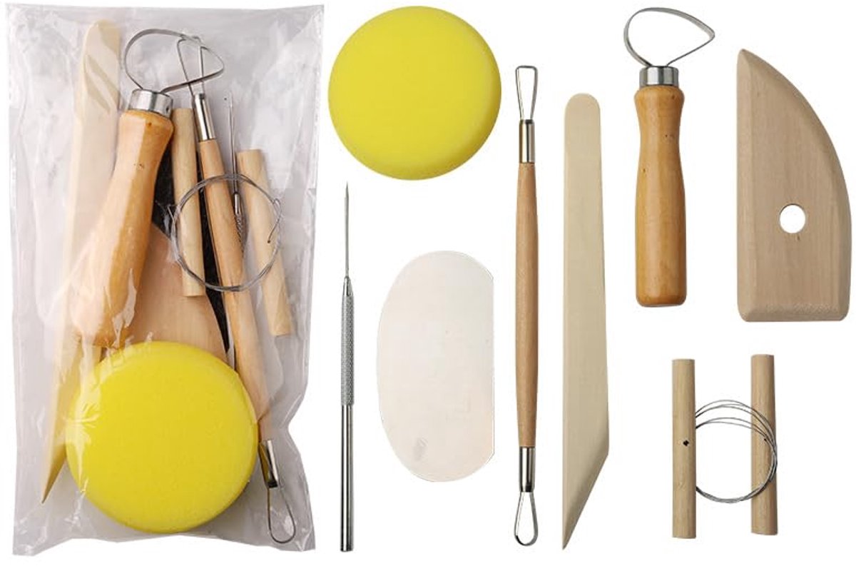 TRANKIELO® - Professionele Houtkeramische Klei Beeldhouwer Gereedschapsset – 8 Delig – Voor Modelleer, Trimmen en Snijden – Duurzaam en Veelzijdig – Aardewerk en Pottenbakkerij Tools