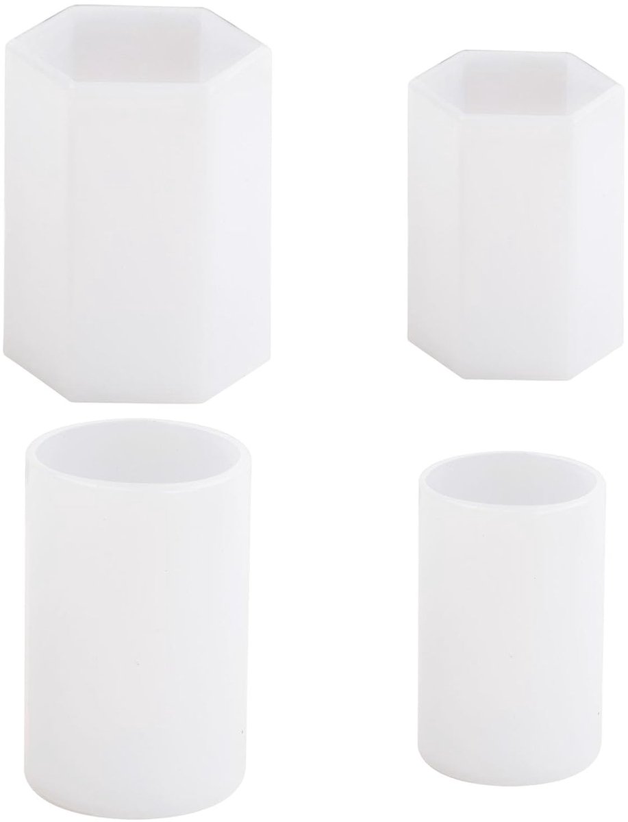 TRANKIELO® - Set van 4 siliconen kaarsvormen - Cilinder en zeshoekig - Voor DIY kaarsen maken en aromatherapie