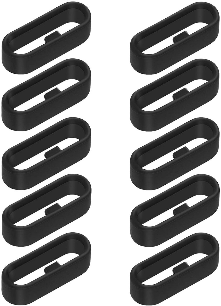 TRANKIELO® - Siliconen horlogebandlusjes – 10 stuks zwarte vervangende houders voor sporthorloges, bevestigingsringen en meer