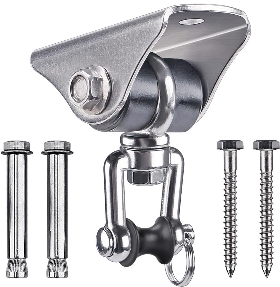 TRANKIELO® - Zware schommelhaak van roestvrij staal – 360° draaibaar, stille schommelhanger – Perfect voor yoga en fitness