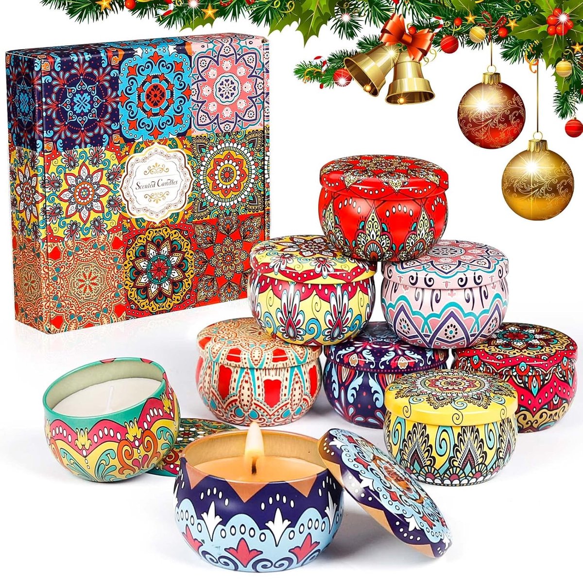 TRANKIELO® – Aromatherapie geurkaarsen cadeauset – 9 stuks – Natuurlijke sojawas – Draagbare reiskaarsen voor stressvermindering en ontspanning – Geschikt voor yoga, badkamer en Moederdag