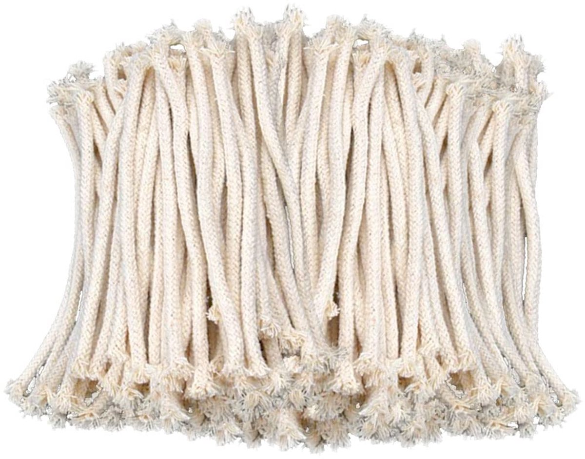 TRANKIELO® – Katoenen Lonten voor Olielampen – 50 Stuks, Ronde Reservelont – 15 cm x 6 mm, Geschikt voor Doe-Het-Zelf Kaarsen en Diverse Lampen