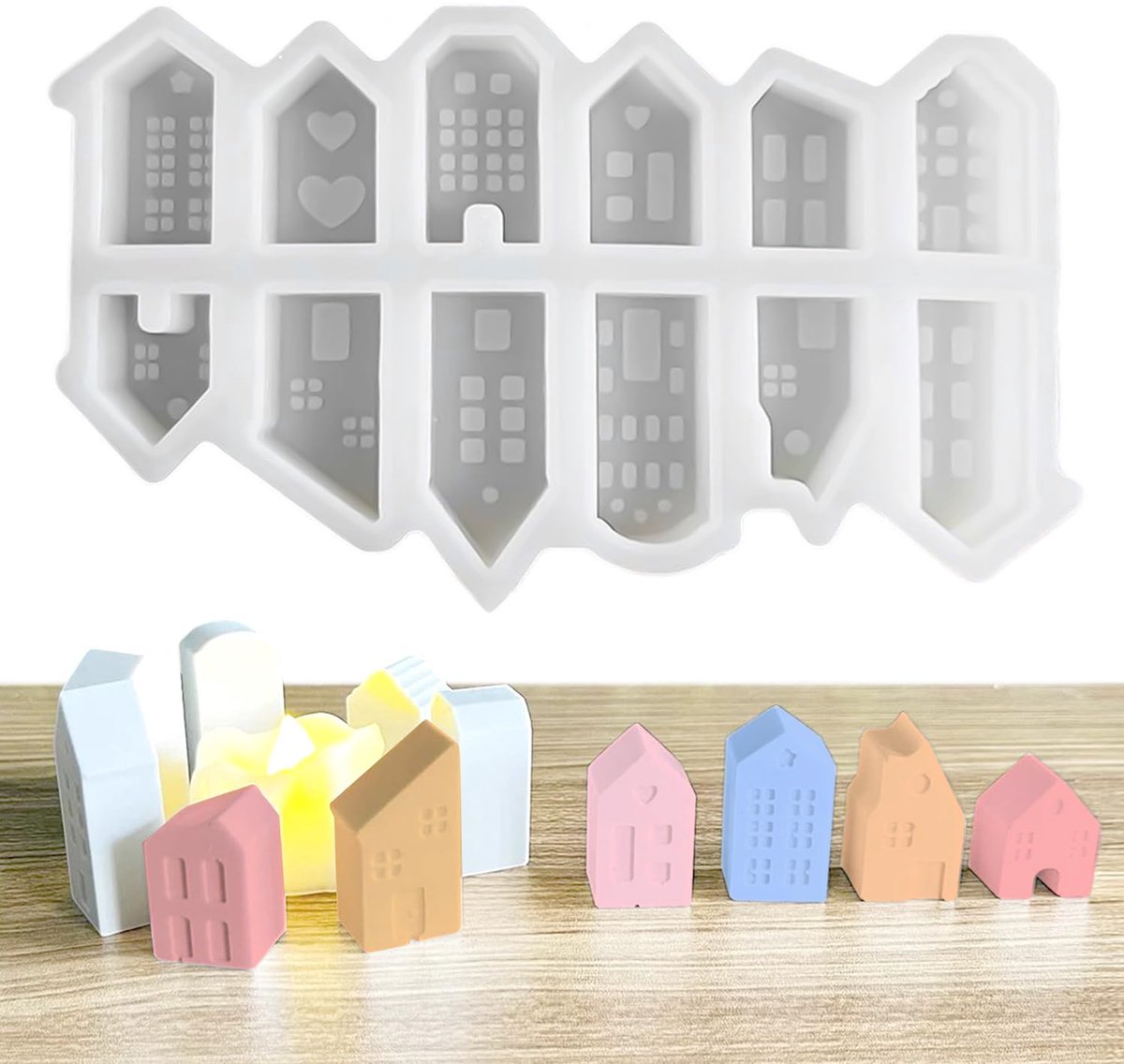 TRANKIELO® – Siliconen Kaarsvormen Kerst – Set van 12 – Kaars Maken – Kerstdecoratie – DIY Kaarsvormen – Handgemaakte Cadeaus – Siliconen Vormen – Hars, Epoxy & Was Compatibel