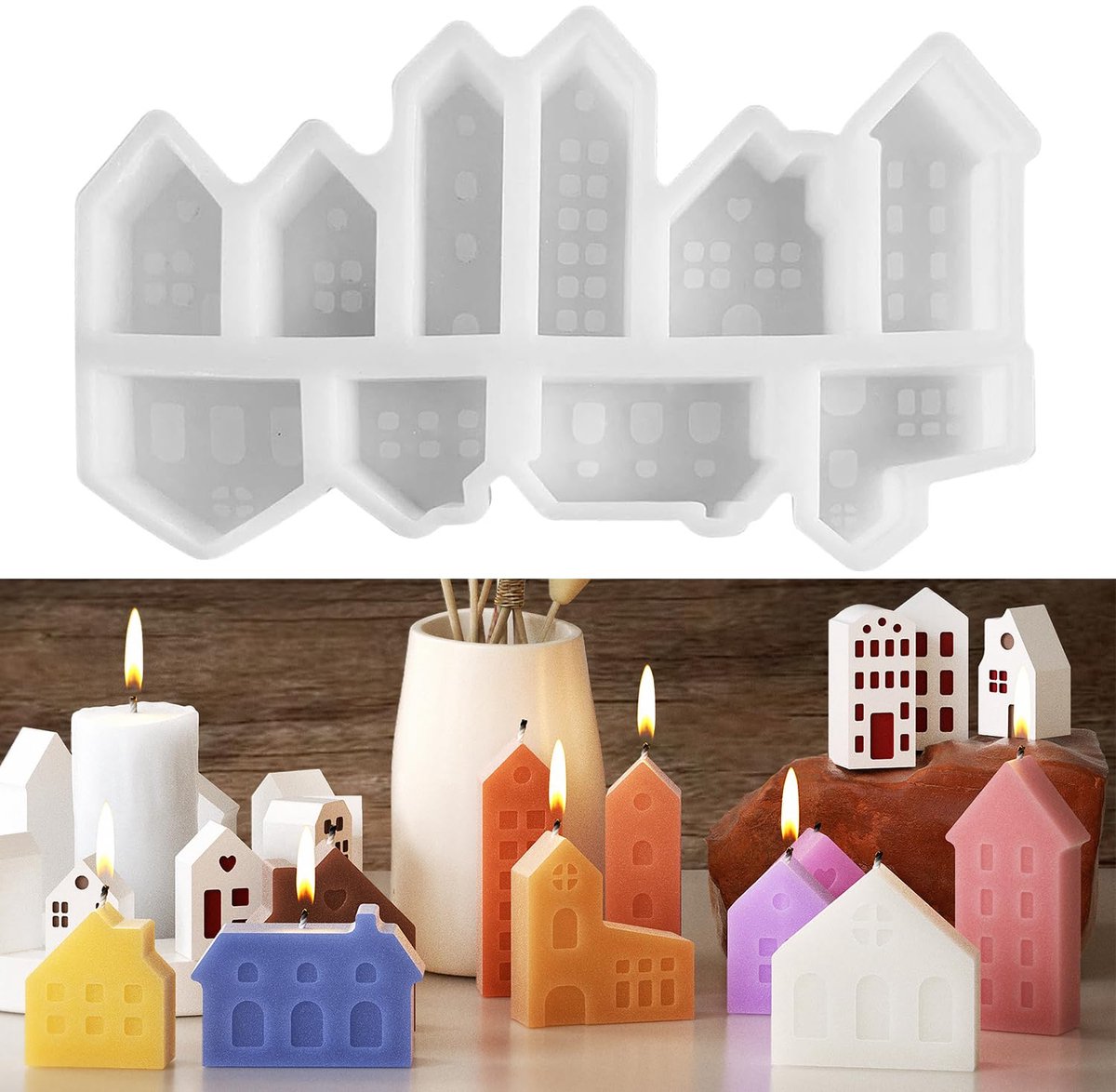 TRANKIELO® – Siliconen vormen voor huisgieten – Set van 10 – Flexibel en duurzaam – DIY Kaarsen & Gips Creaties