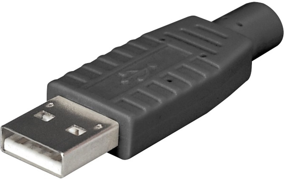 Transmedia USB-A (m) soldeerbare connector - USB2.0 / zwart