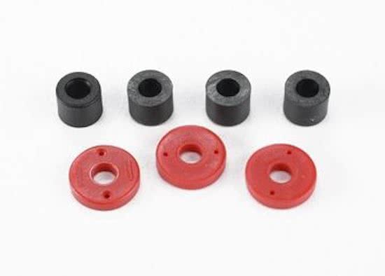 Piston, damper (2x0.5mm hole, red) (4)/ travel limiters (4)