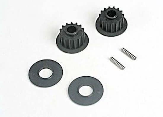 Pulleys, 15-groove (front/ rear) (2)/flanges (2)/ axle pins