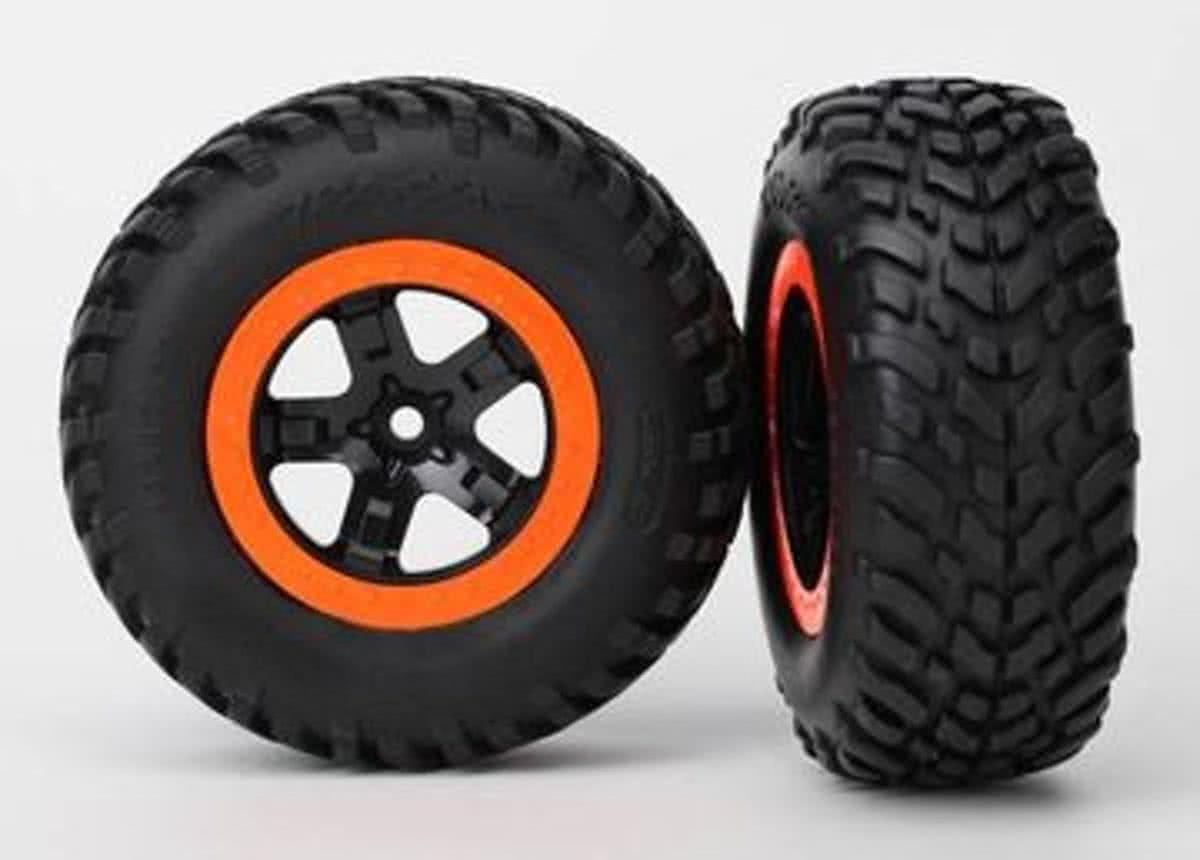 Tires & wheels, assembled, glued (SCT black, orange beadlock