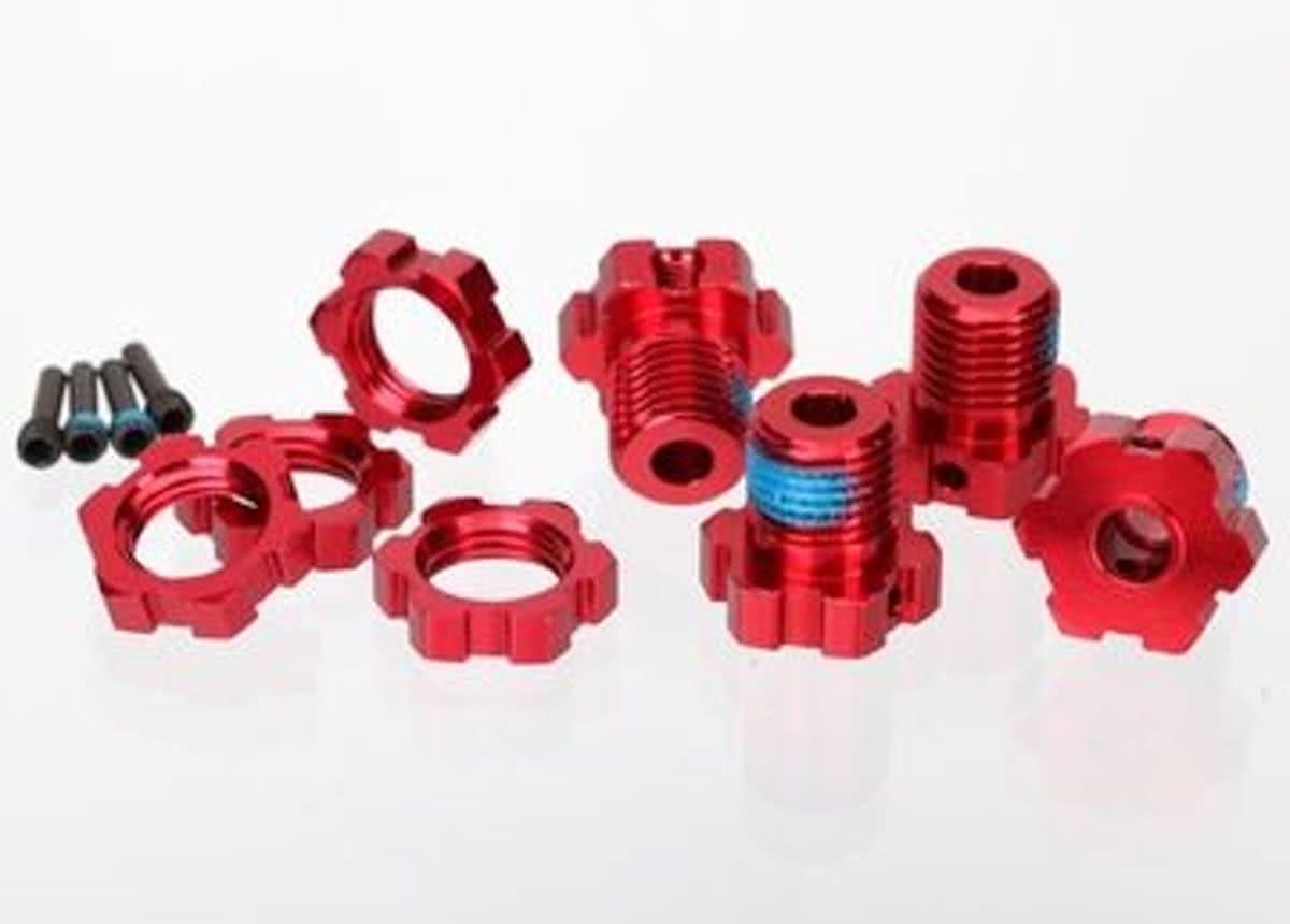 Wheel Hubs, splined, 17mm (red-anodized)(4)/wheel nuts, spli