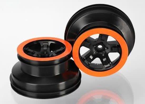 Wheels, SCT black, orange beadlock style, dual profile (2.2