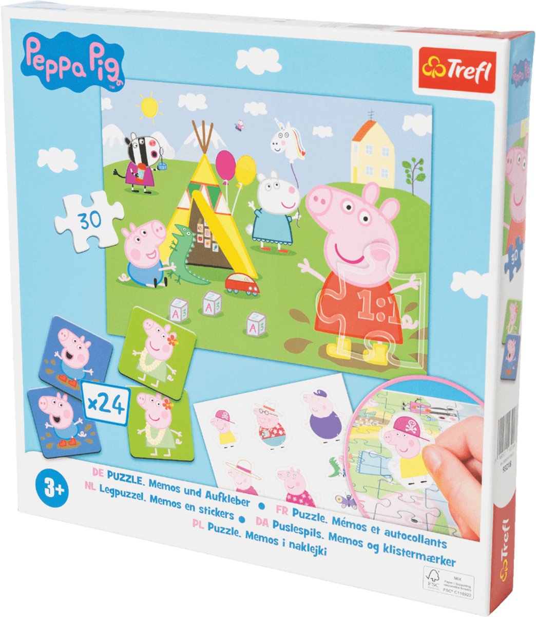 Peppa Pig legpuzzel 30 stukjes- memorie en stickers- kinderen- 3 jaar en ouder- sinterklaas- verjaardag