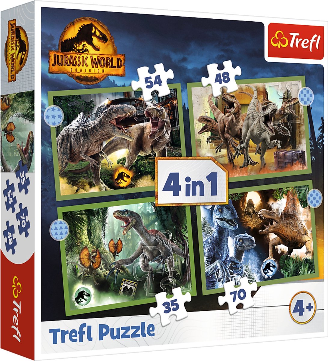 Puzzel 4 In 1 Jurassic World Dino