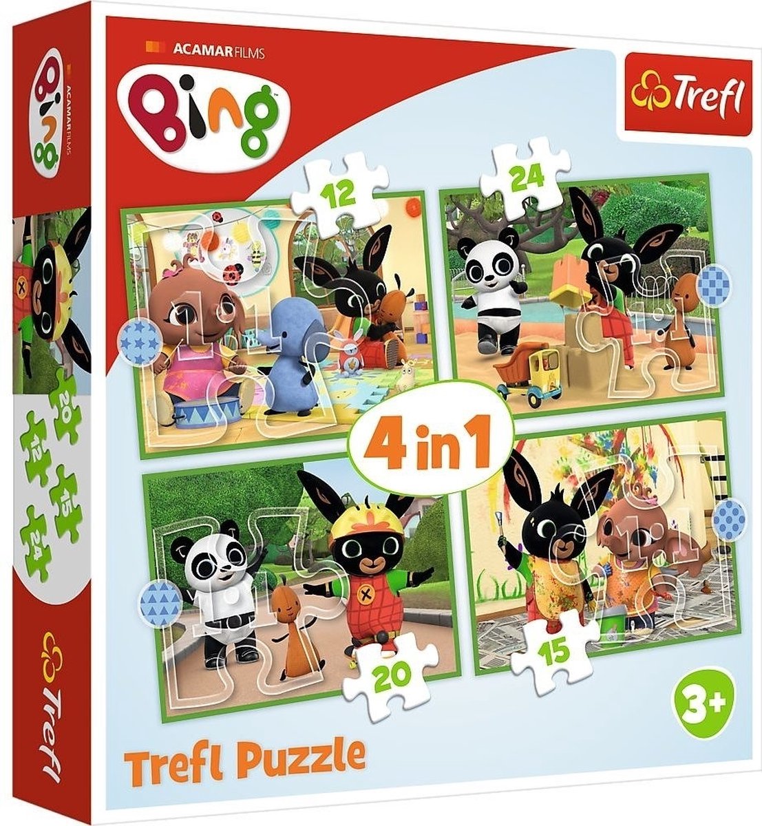 Trefl Bing 4-in-1 puzzel - 12/15/20/24 stukjes