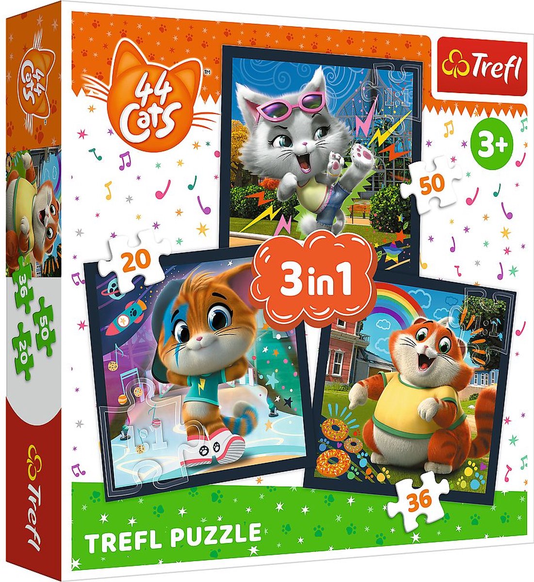 Trefl Puzzle 3in1 Meet cute kittens 44 cats