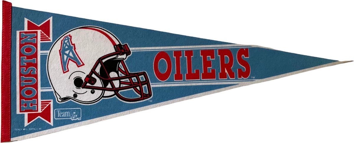 USArticlesEU - Houston Oilers - Vintage - NFL - Vaantje - American Football - Sportvaantje - Pennant -   - Vlag - Wit/Blauw/Rood - 31 x 72 cm