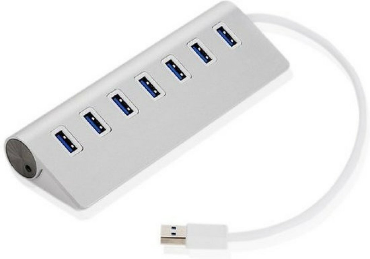 Aluminium 7 Poorts Super Speed USB 3.0 Hub - Zilver